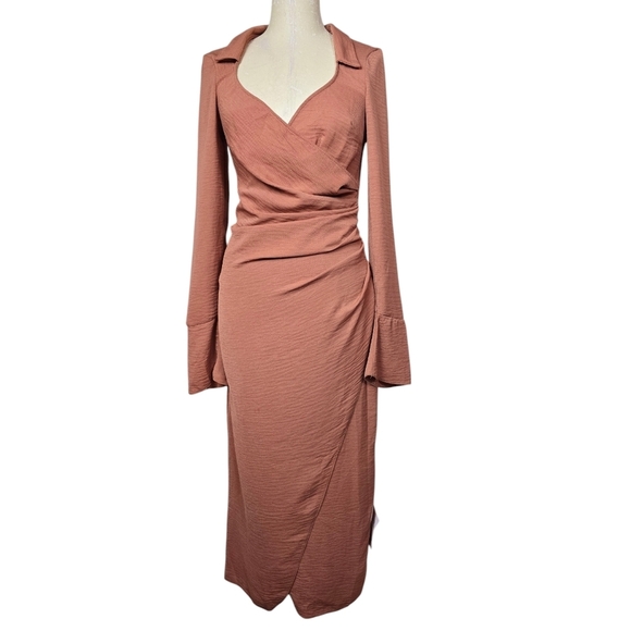 ASOS Dresses & Skirts - NEW ASOS DESIGN Tall 70s Drape Front Wrap Antique Rose Midi Dress 4